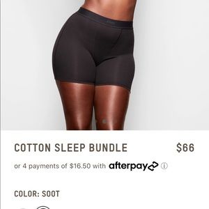 Skims cotton short in black. Brand new with tag